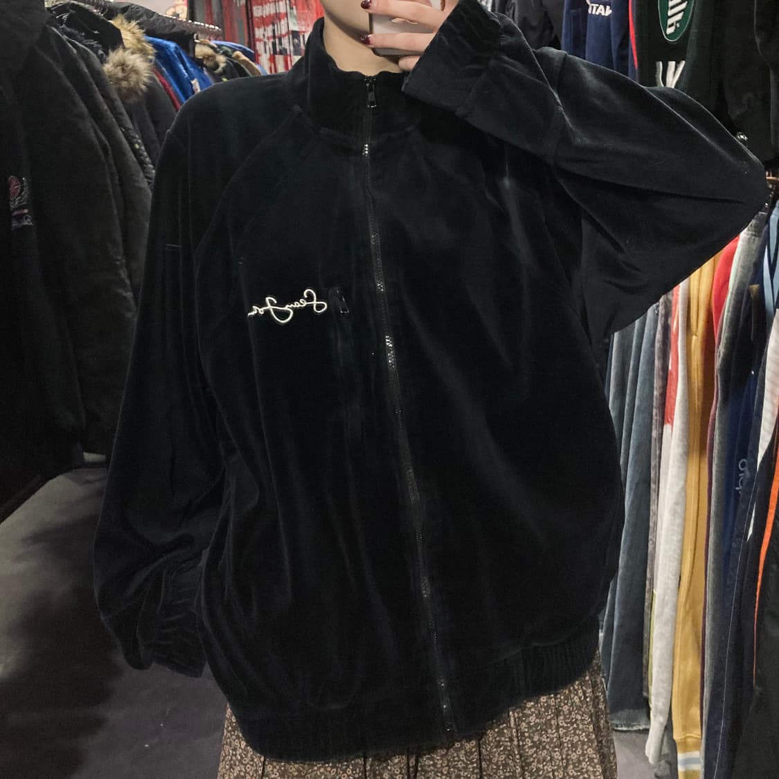 [IM]션존 벨벳 집업 자켓 블랙 상품이미지5