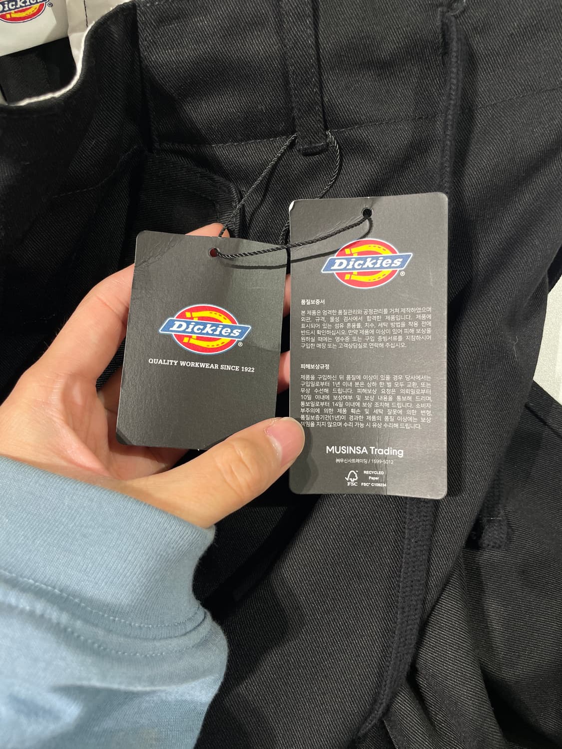디키즈 블랙 원 턱 와이드 코튼 팬츠 상품이미지9