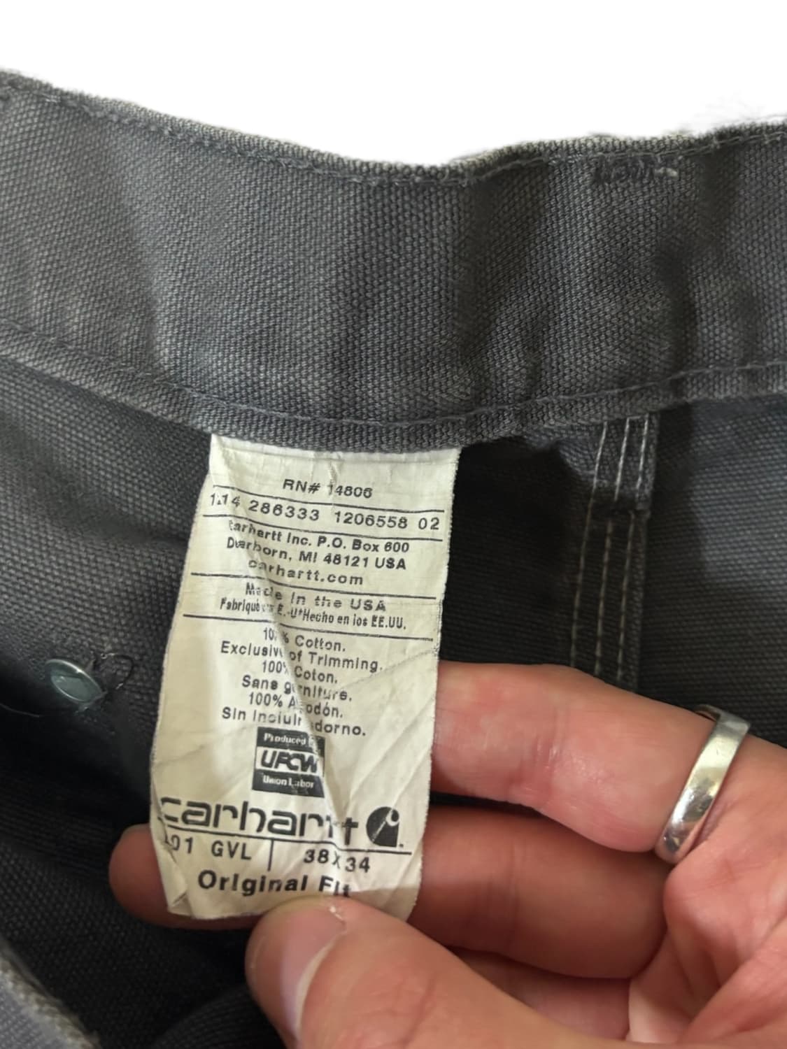 칼하트 b01 그래블 그레이 빈티지 카펜터 더블니 워크팬츠 상품이미지9