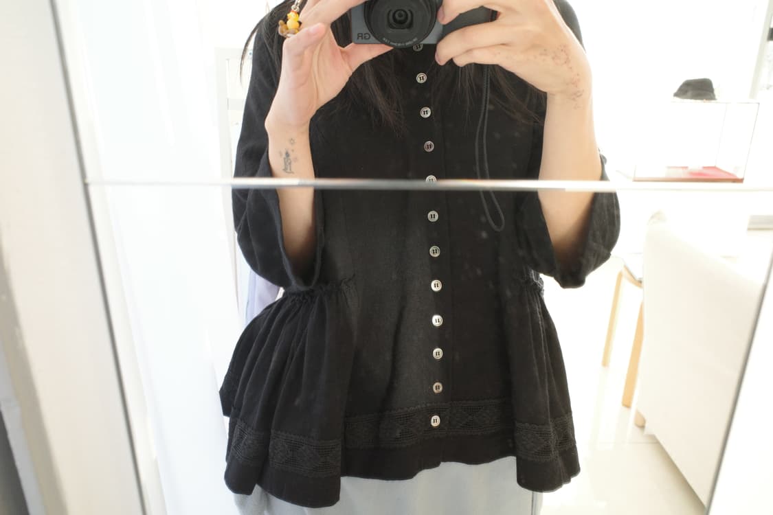 Lace wool gather button top 상품이미지8