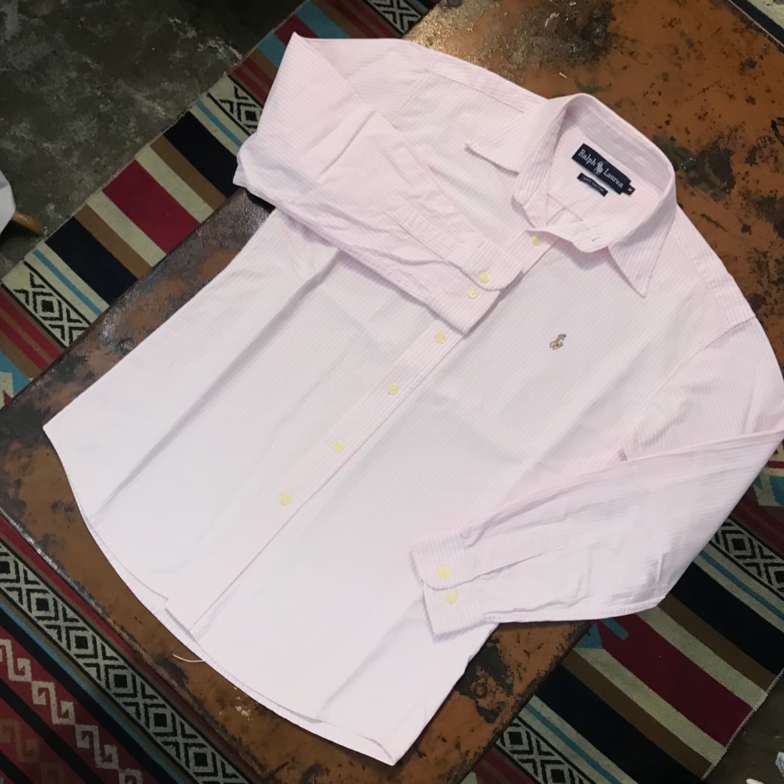 폴로랄프로렌 라이트 핑크 스트라이프 옥스포드 셔츠 여성 66 사이즈 상품이미지2