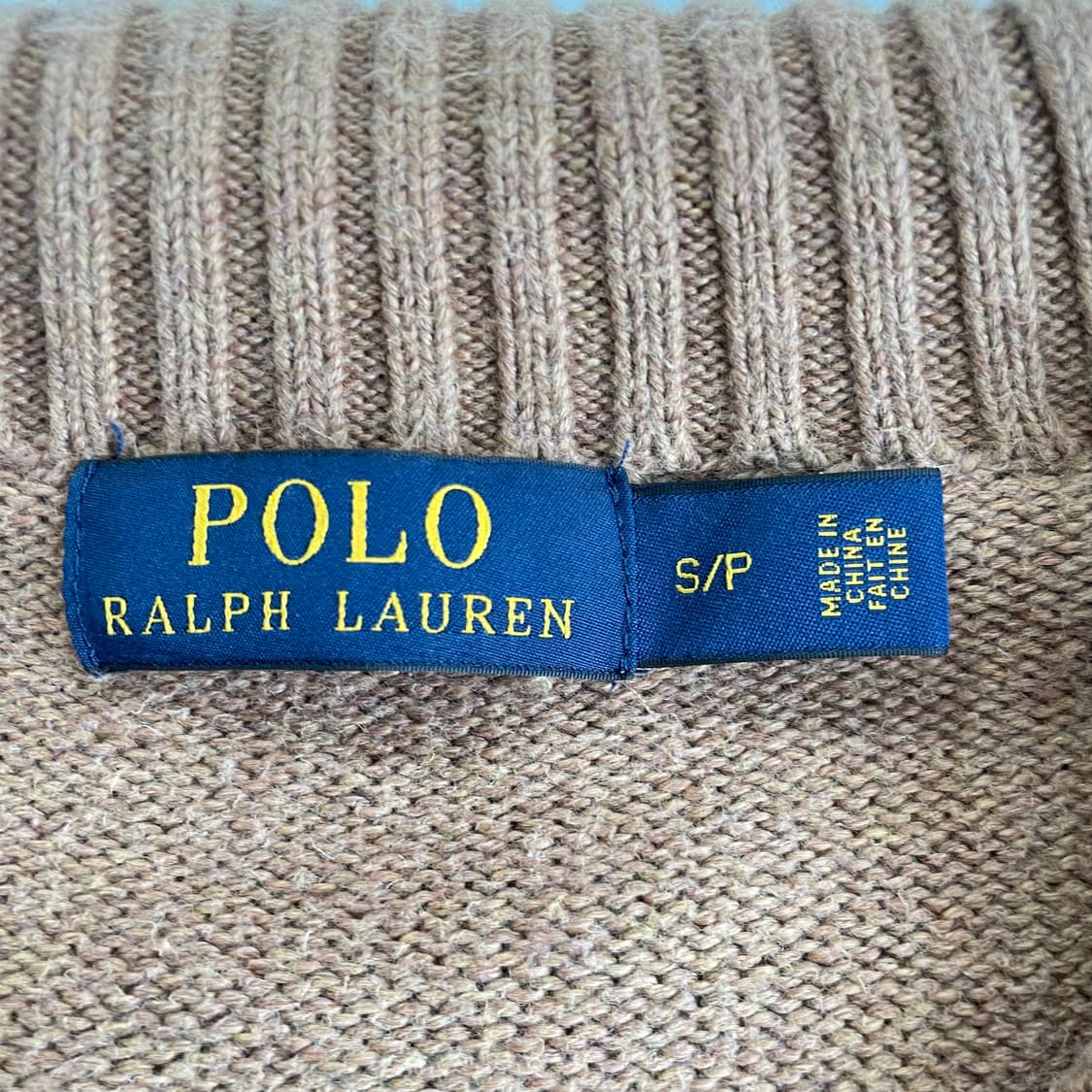 Polo  폴로 랄프로렌 자수 베이지 코튼 반집업 니트 상품이미지3