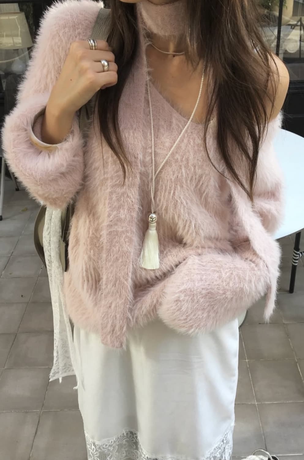 머플러 니트 세트 pink 상품이미지5