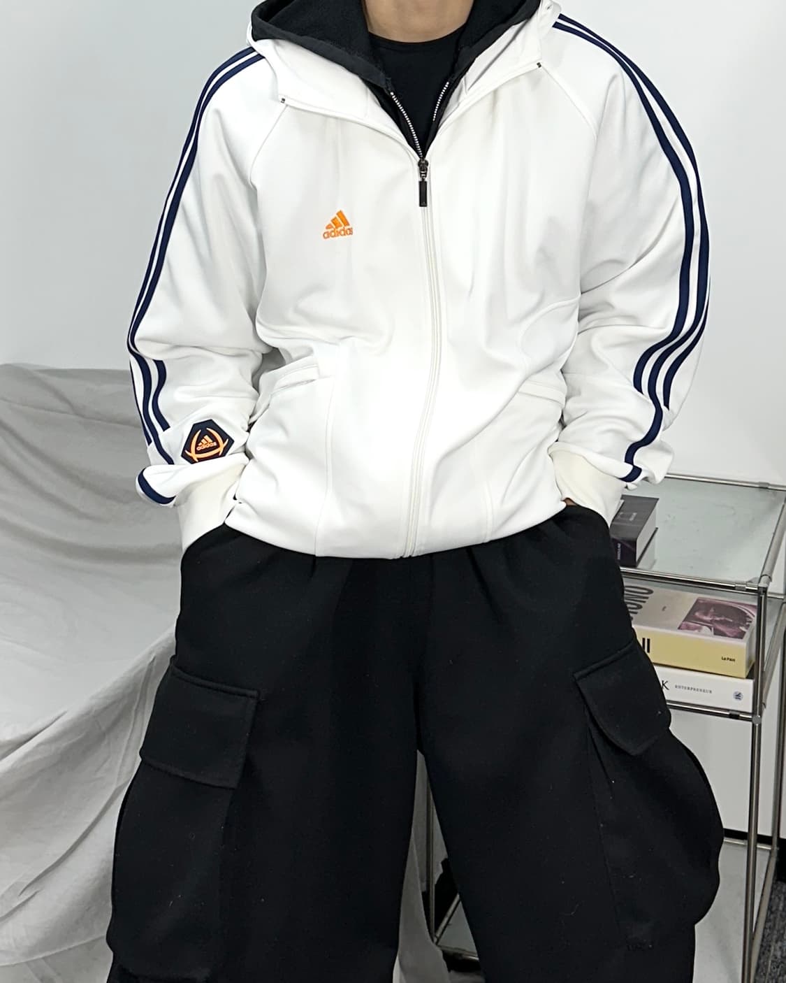 아디다스 풋볼 화이트 후드 트랙탑 져지 110 상품이미지1