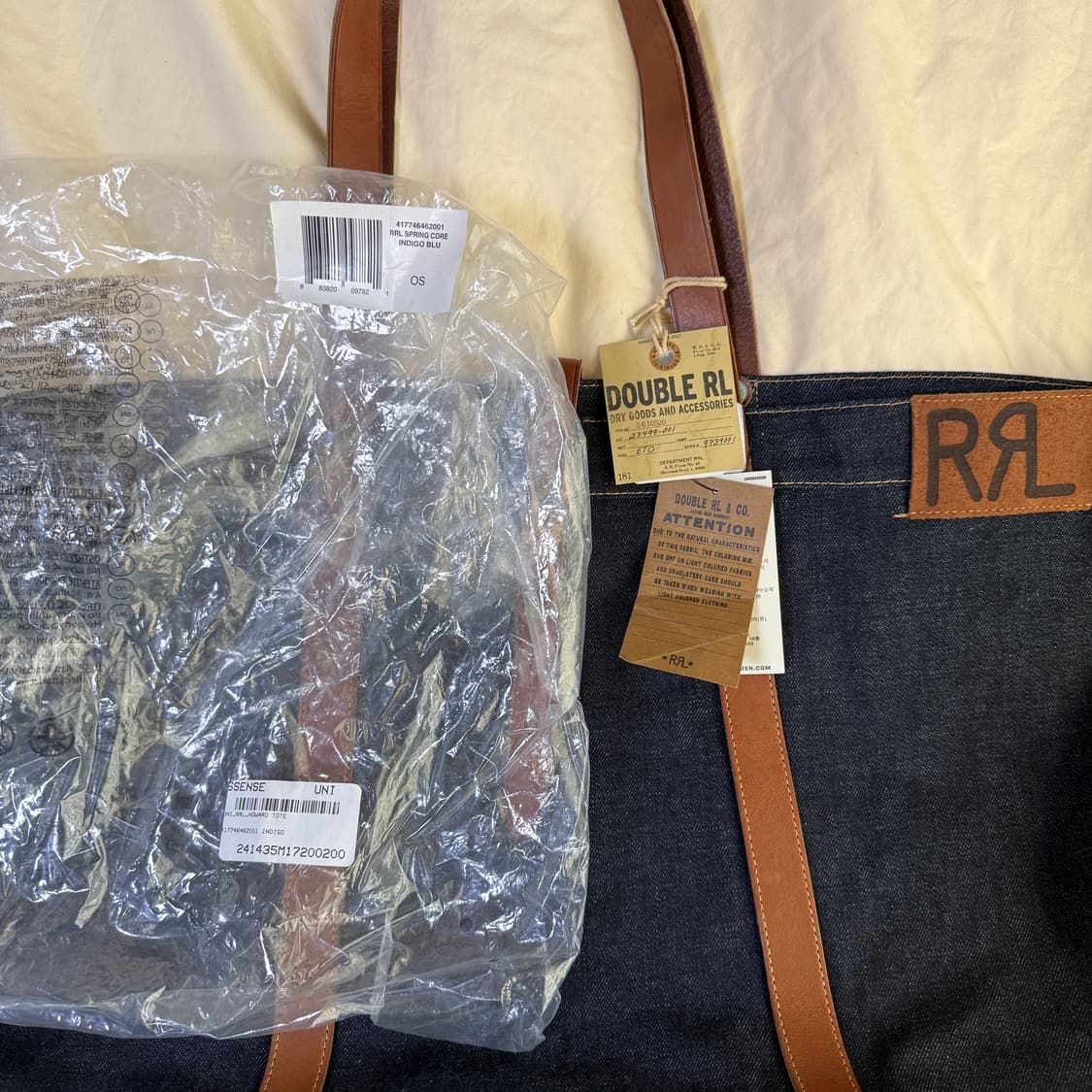 더블알엘 RRL 데님 토트백 새상품 상품이미지3