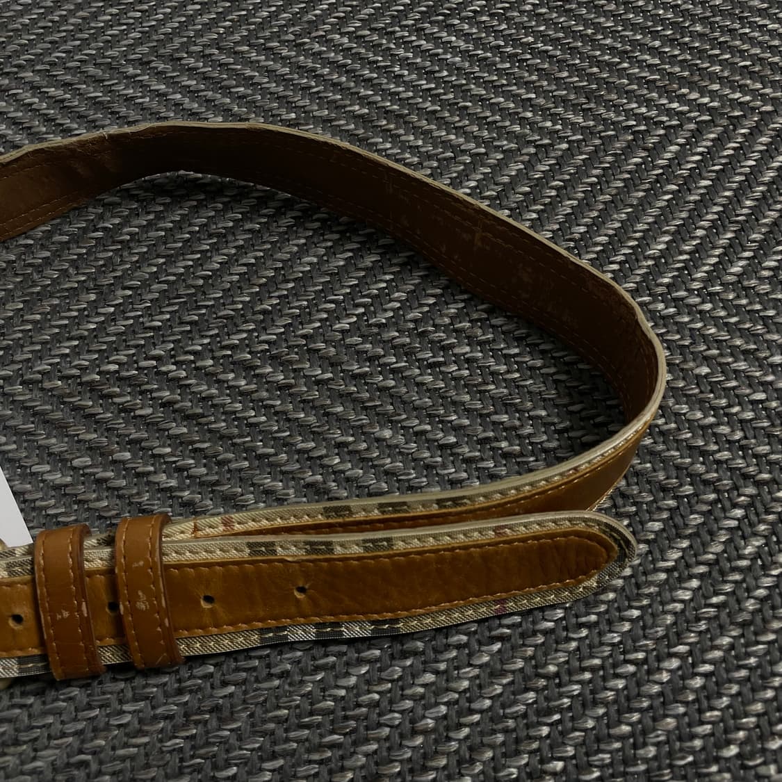 빈티지 웨스턴 체크 브라운 레더 벨트o 4258 상품이미지3