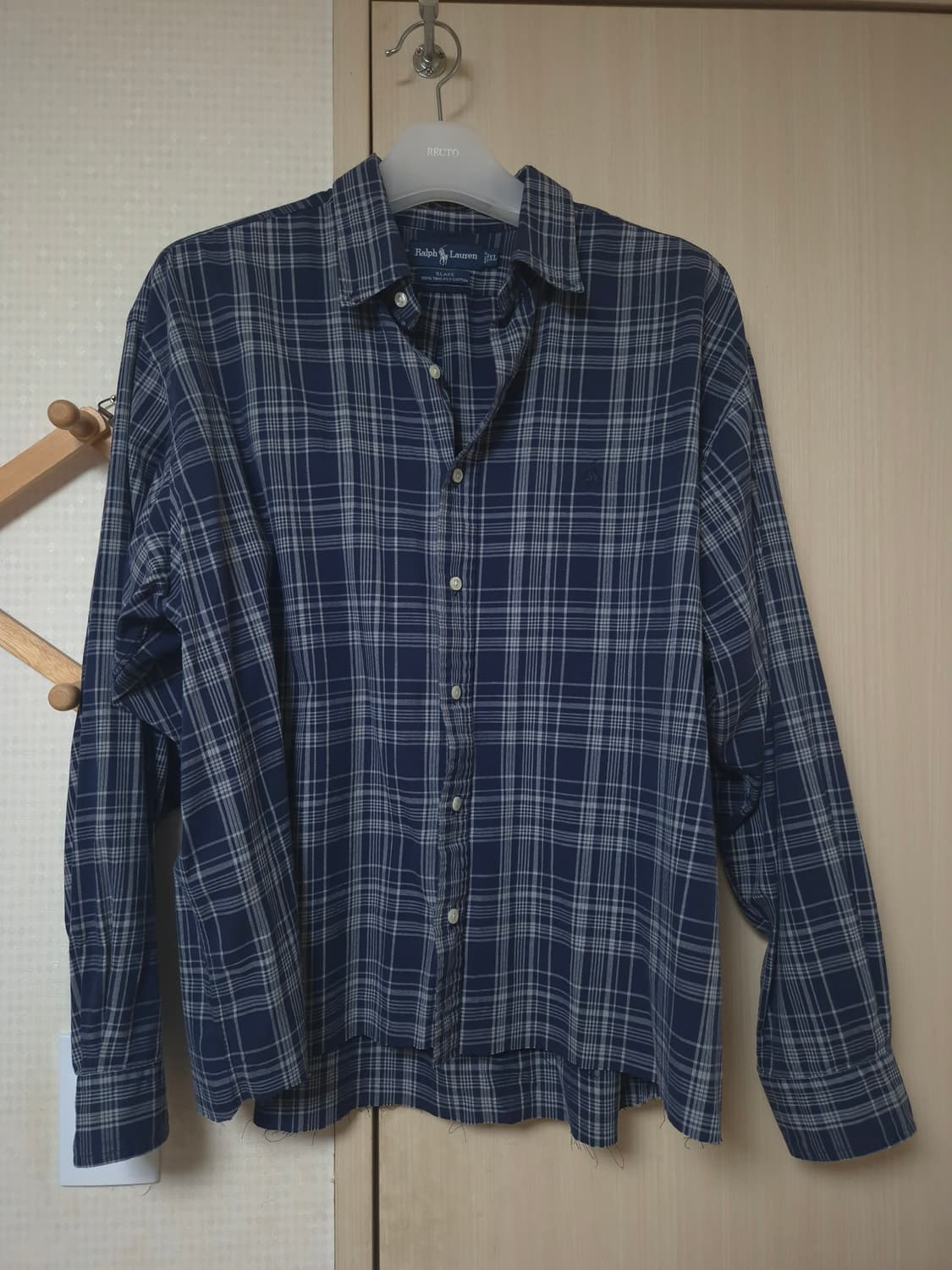 (XL) 폴로 네이비 체크 셔츠 상품이미지1