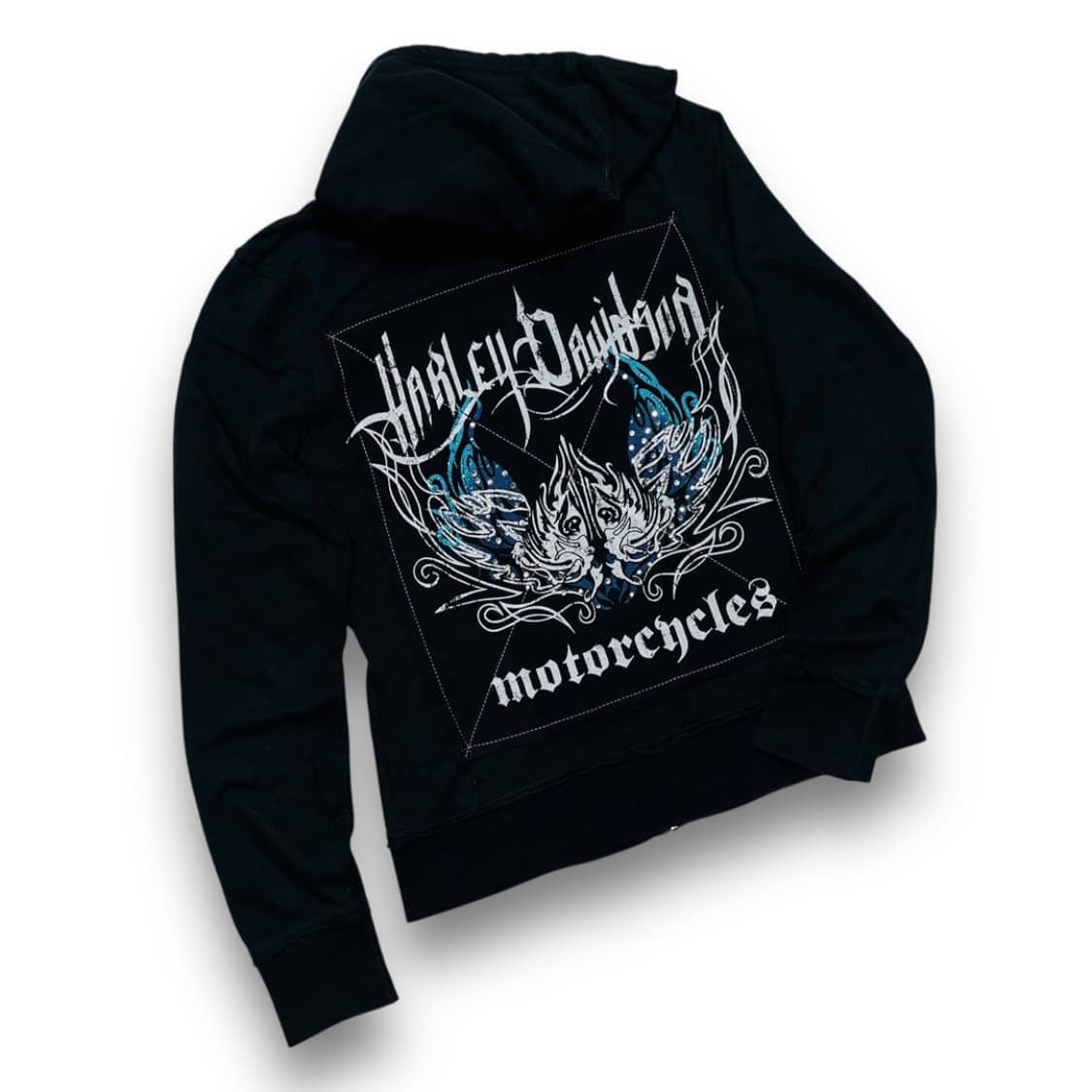 할리 데이비슨 트라이벌 y2k 타투 블랙 후디 집업 상품이미지1