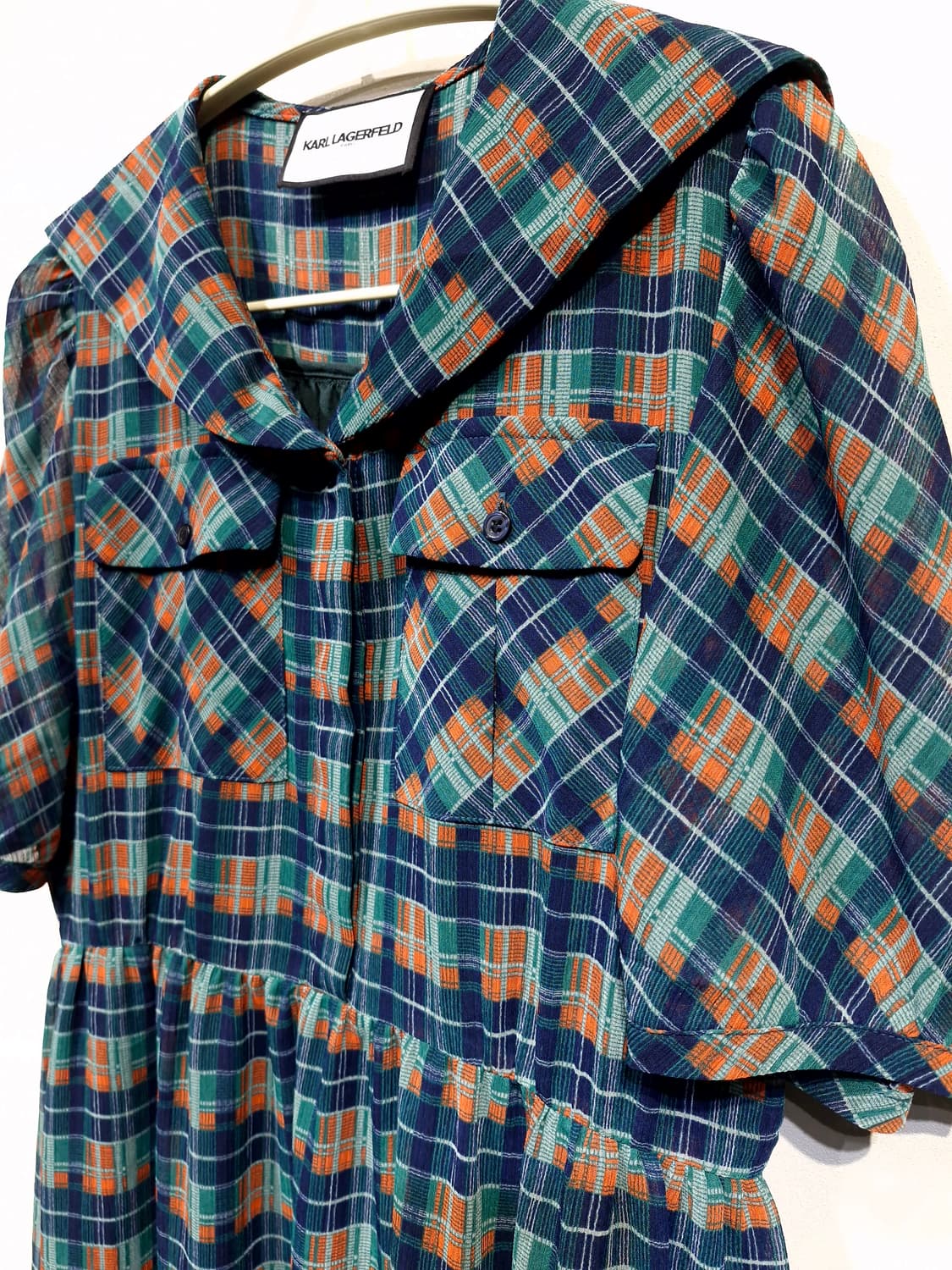 칼라거펠트 세일러카라 체크 롱원피스[55] 상품이미지3