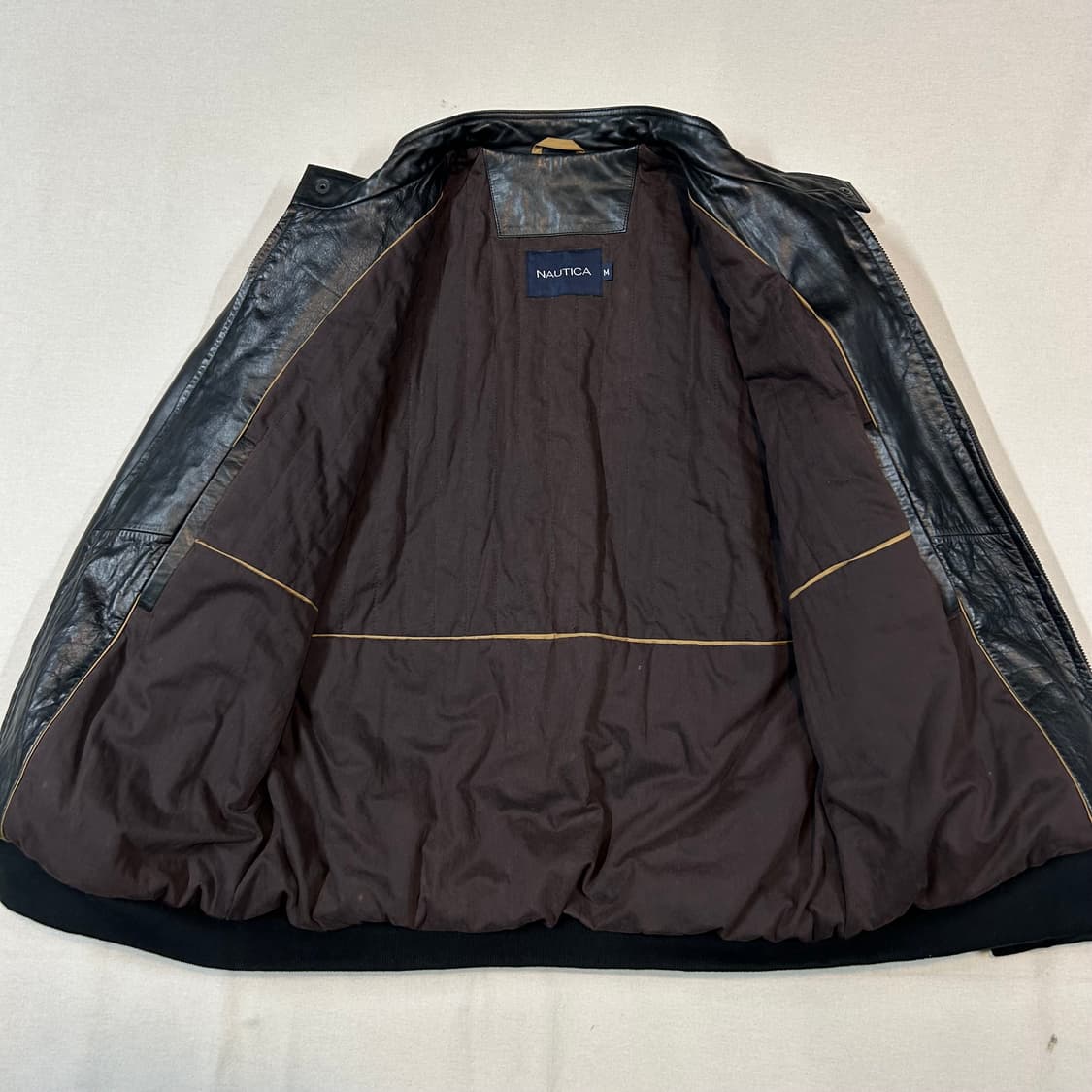 M) NAUTICA 노티카 카프스킨 송아지가죽 봄버 자켓 상품이미지5