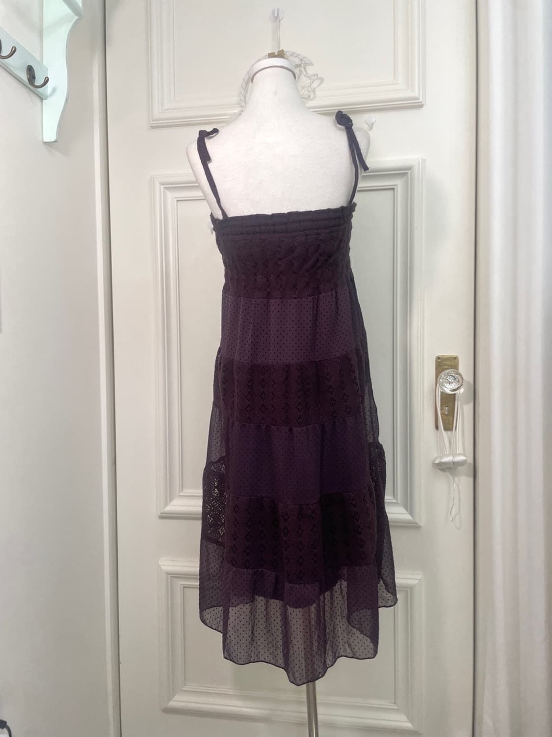 purple lace dot bow banding opc&skirt 상품이미지3