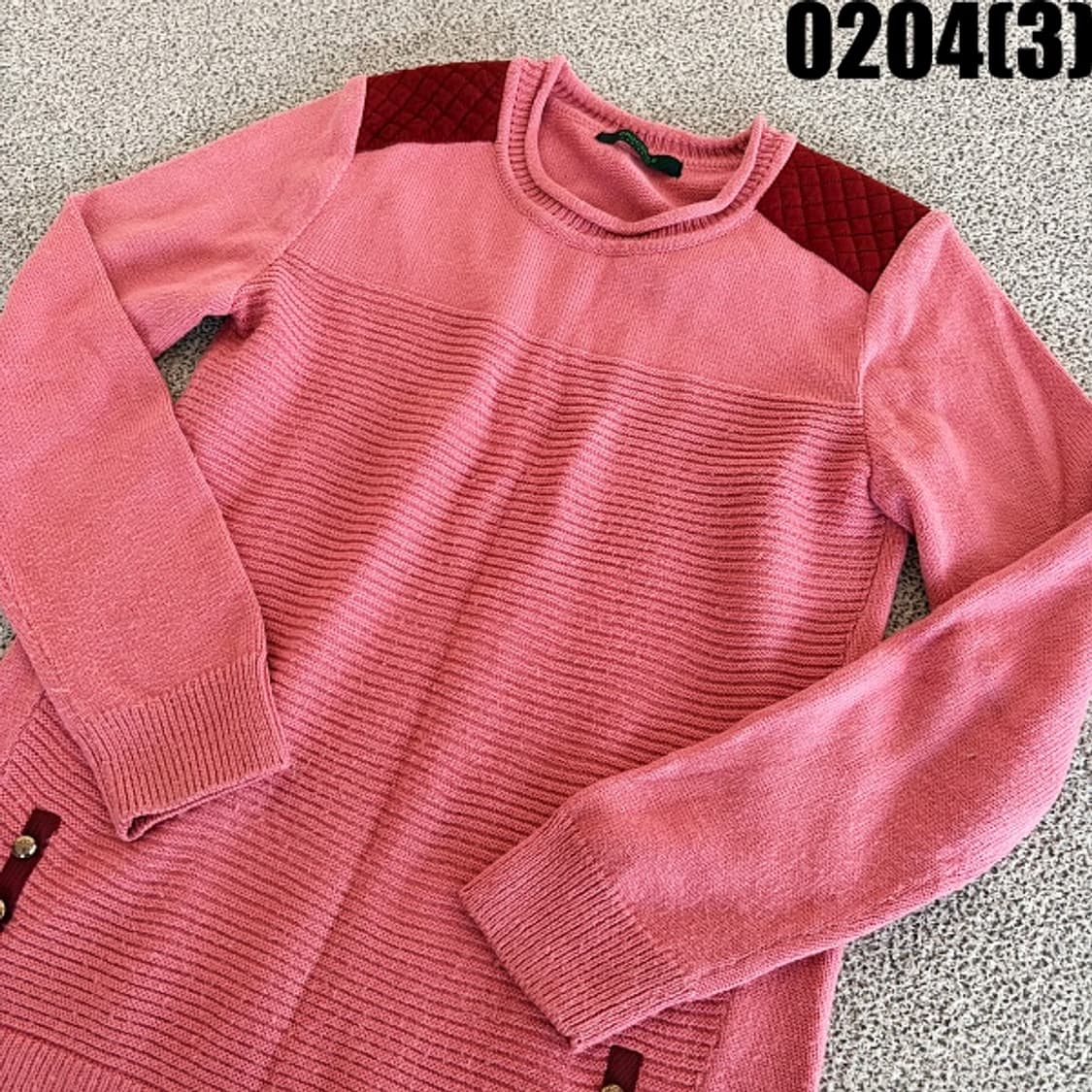 [90] 크로커다일 여성 배색 퀼팅 니트 스웨터 0204(3) 상품이미지2