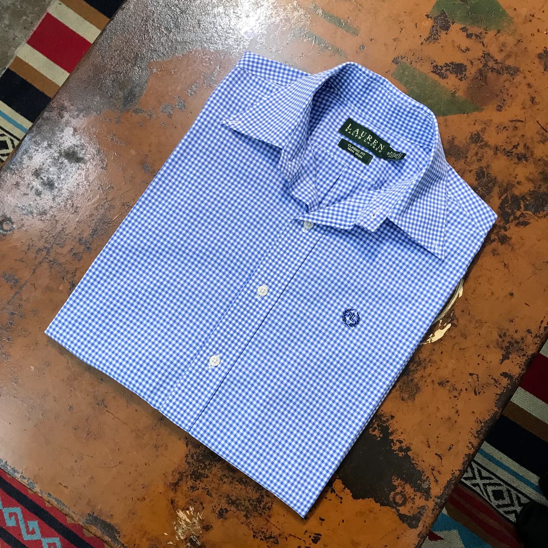 폴로랄프로렌 라이트 블루 깅엄 체크 셔츠 남성 105 사이즈  상품이미지1