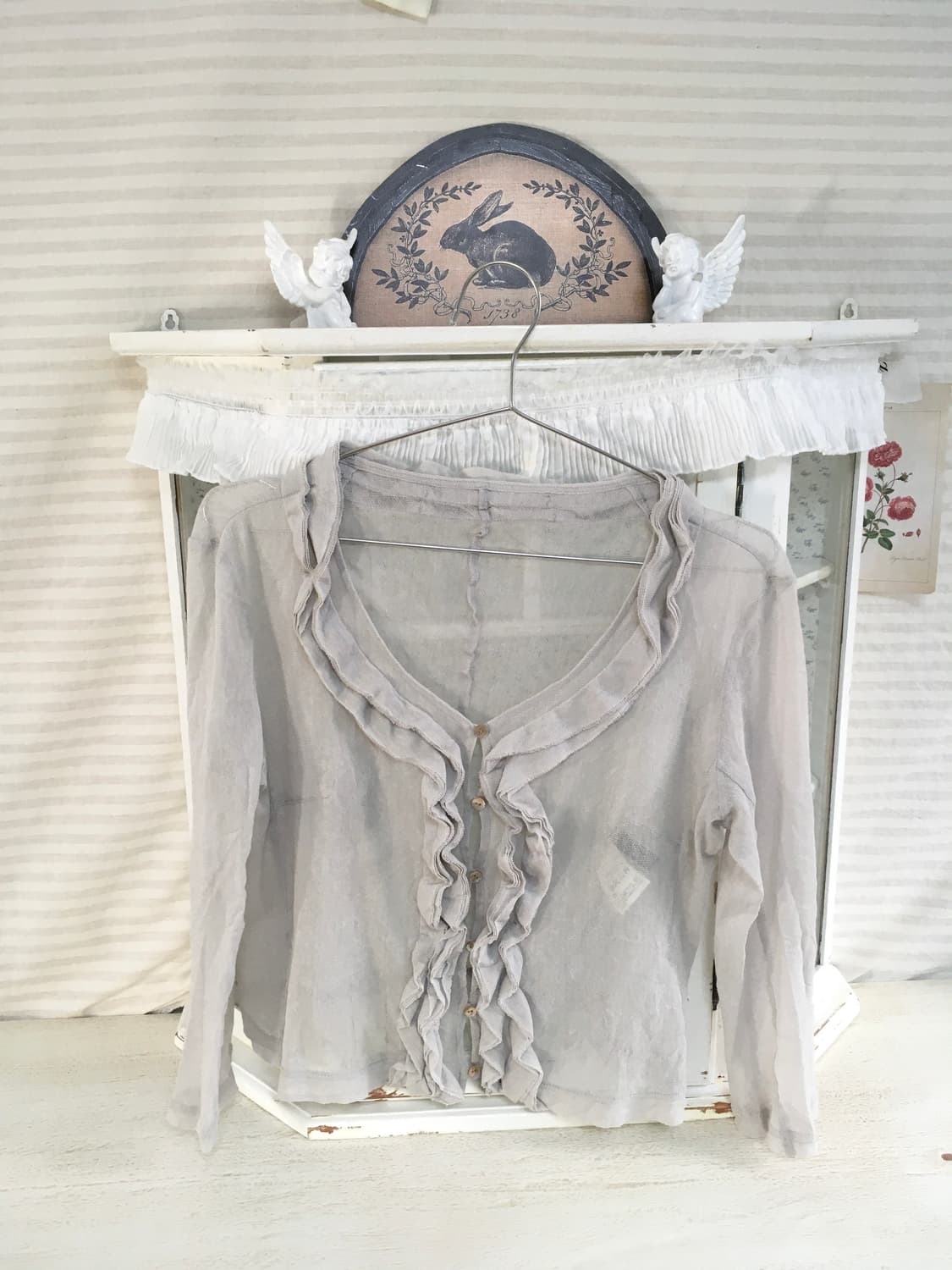 jpn vintage light gray sheer cardigan 상품이미지6