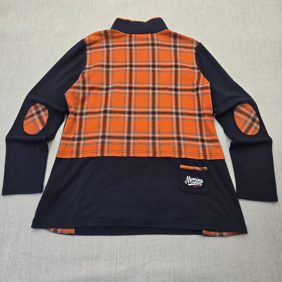 머싱웨어 펭귄 자수 체크 배색 하프넥 풀오버 상품이미지9