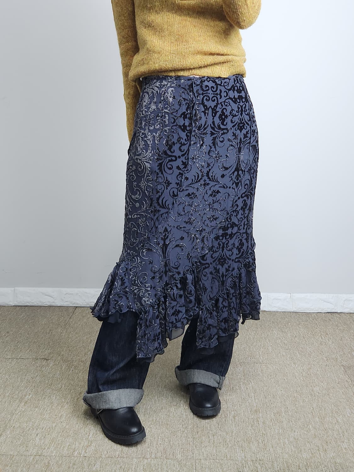 (KOOS)벨벳 러플 스커트 상품이미지2