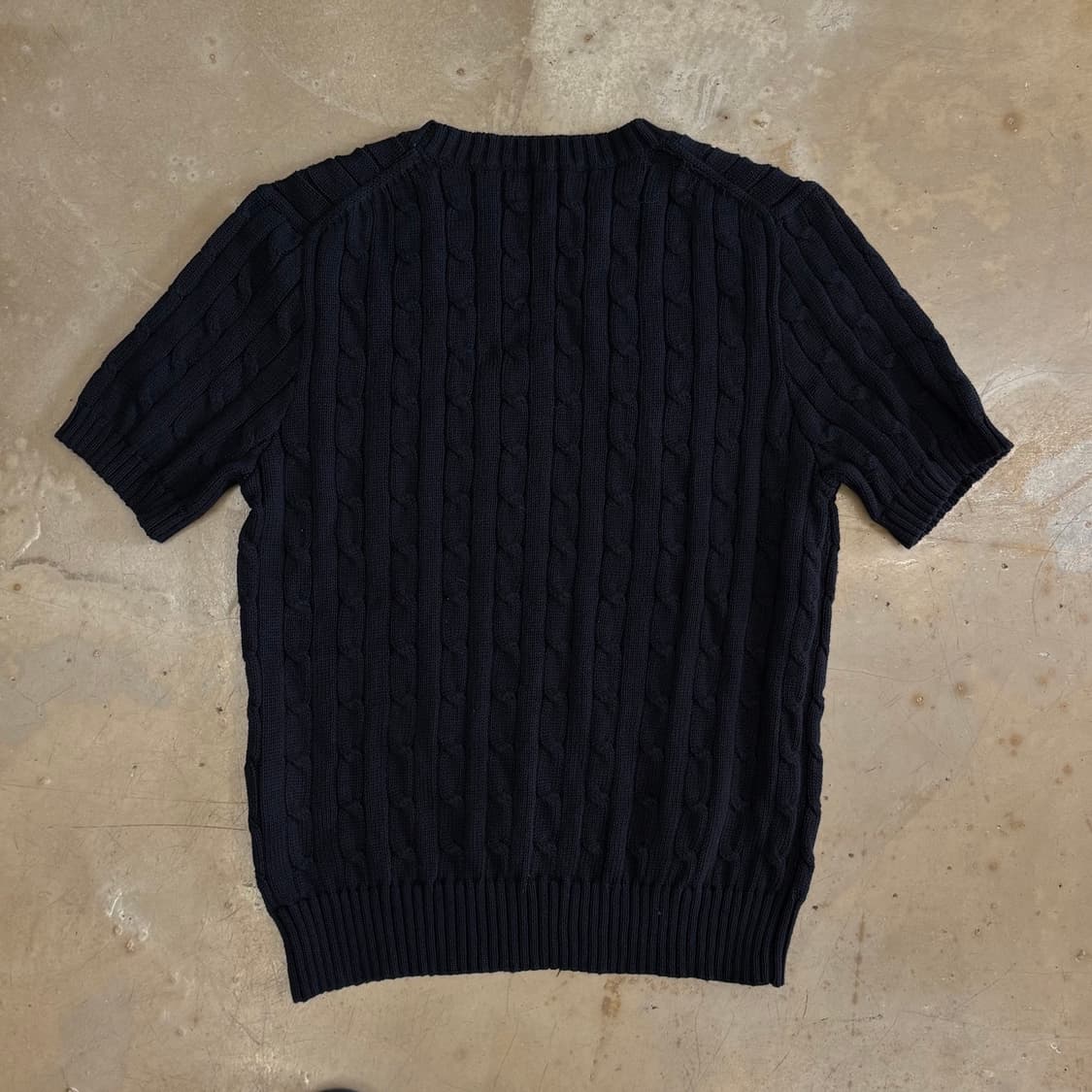 M 폴로랄프로렌 여성용 블랙 케이블 반팔 니트 상품이미지3