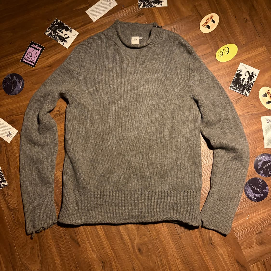 Armani exchange 넥 사이드 집업 니트 울 그레이 상품이미지4