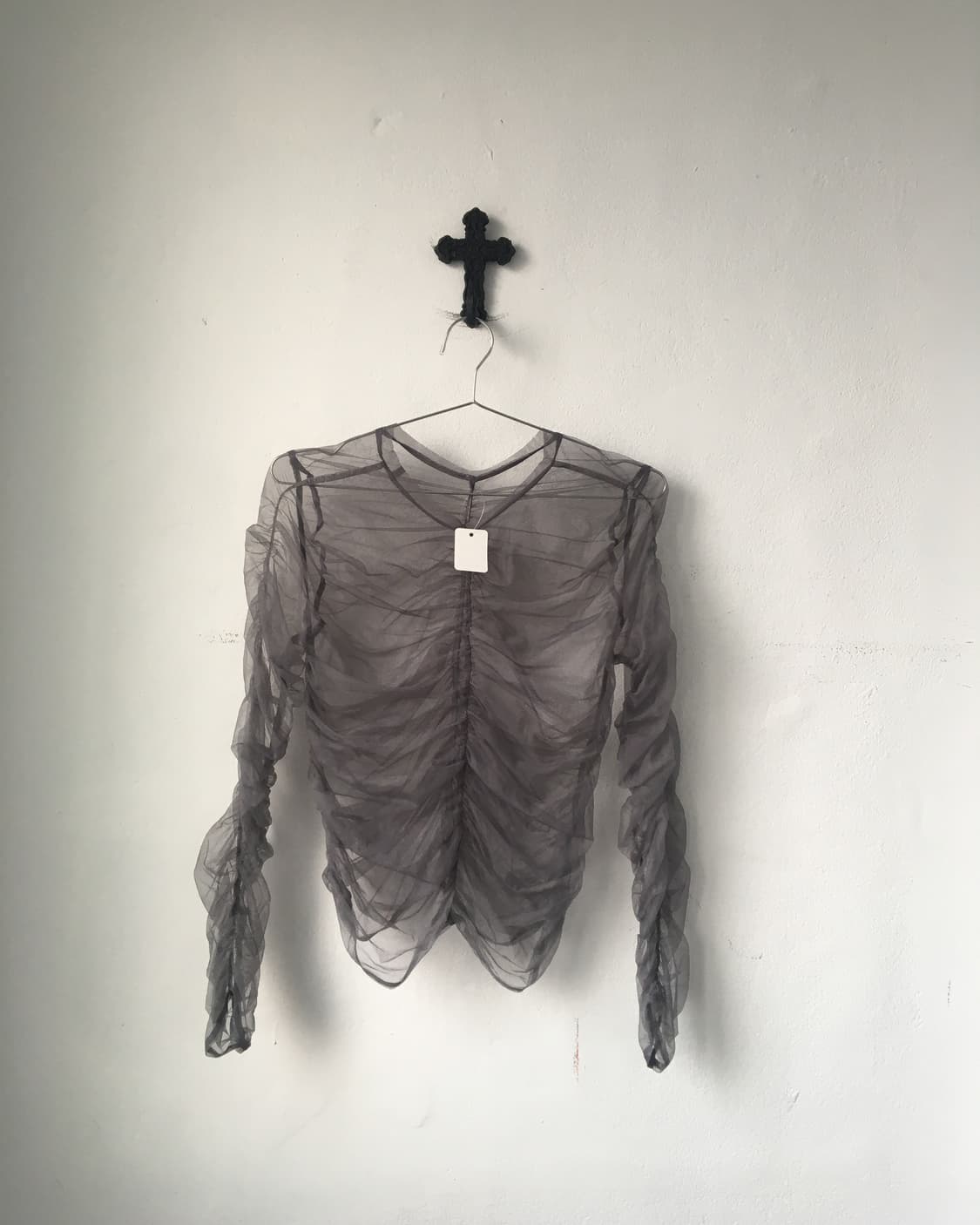 Shirring see through blouse 상품이미지1