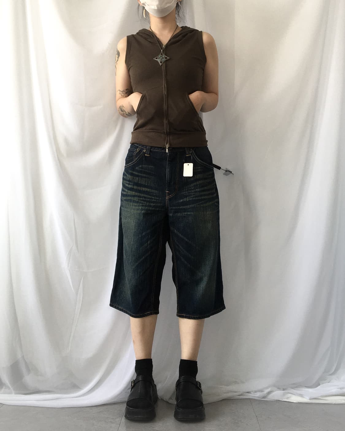 Brown hood vest 상품이미지9