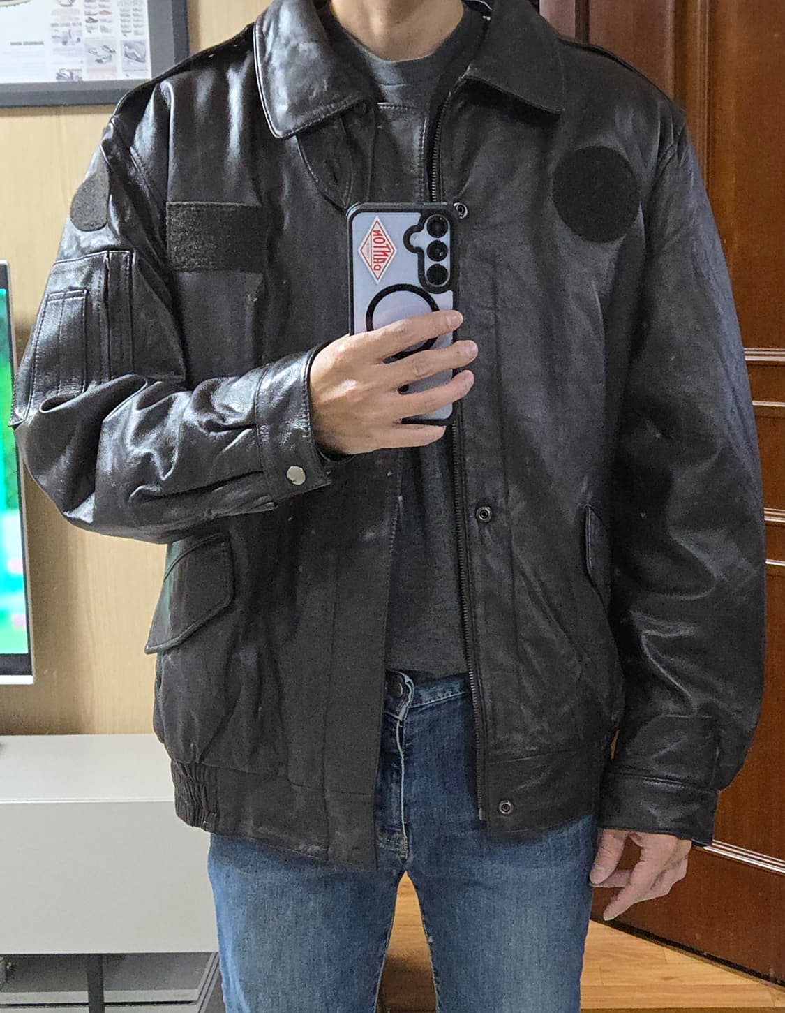 (착샷) 군용 가죽자켓 빈티지 상품이미지8