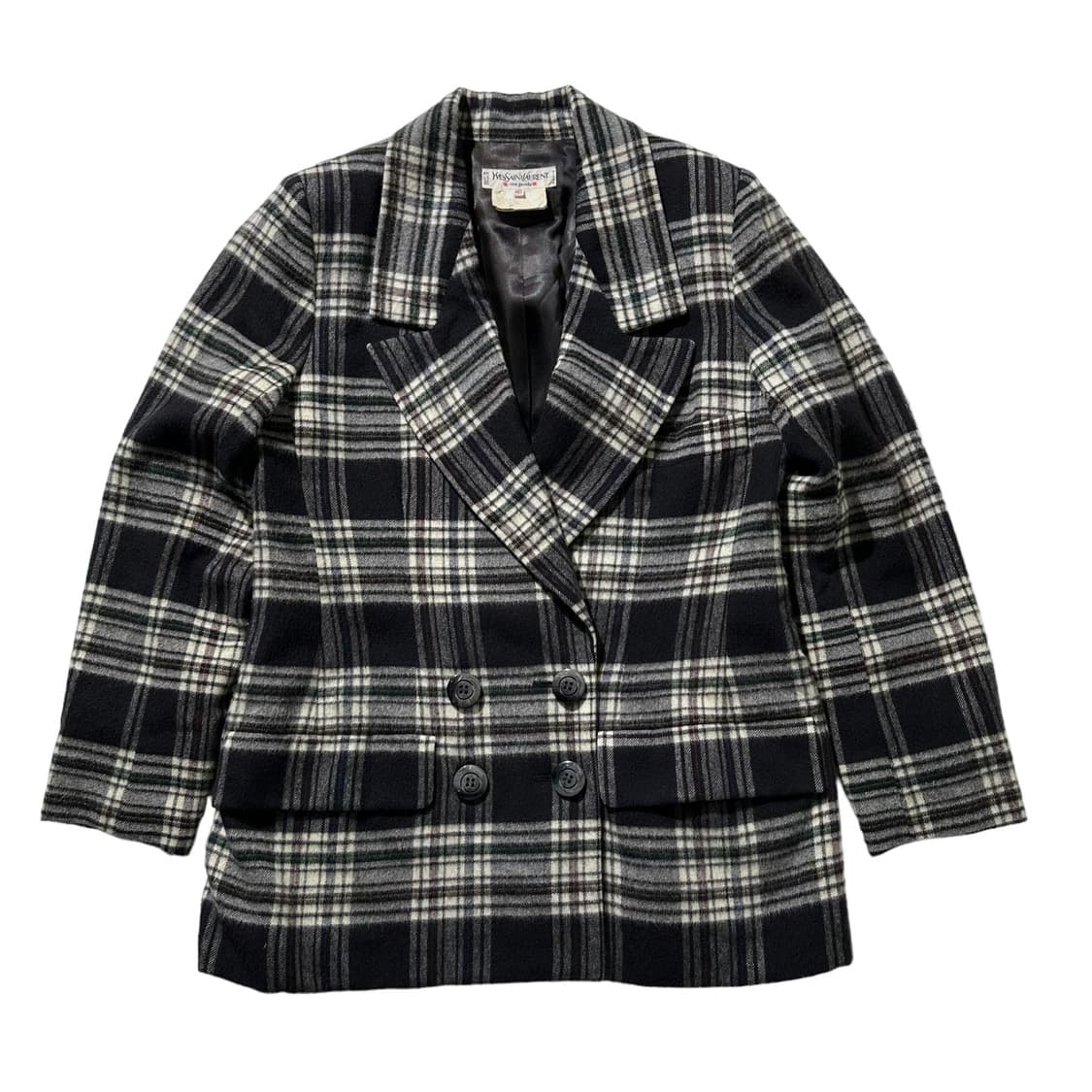 입생로랑 울 체크 더블 자켓 상품이미지1