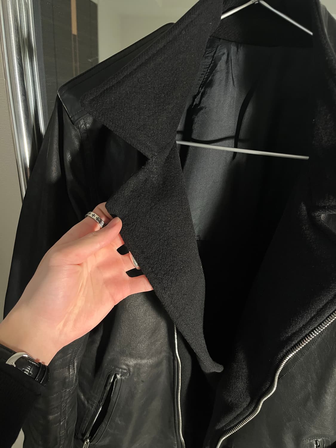 14fw rick owens stoogie 캐시미어 도킹 카프 레더 자켓 상품이미지4