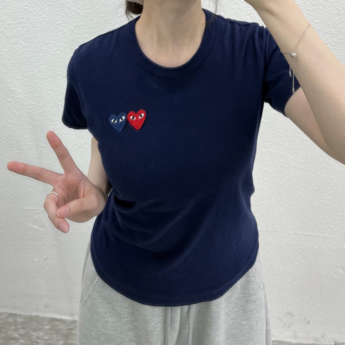 꼼데가르송 더블와펜 네이비 반팔 S 상품이미지5