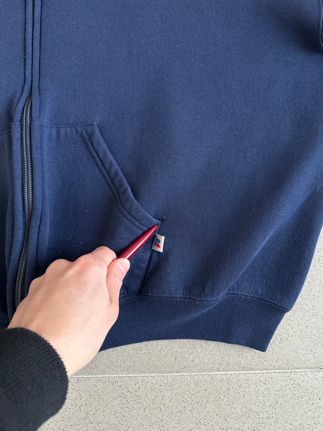 90s 빈티지 러셀 후드집업 네이비 XL 상품이미지6