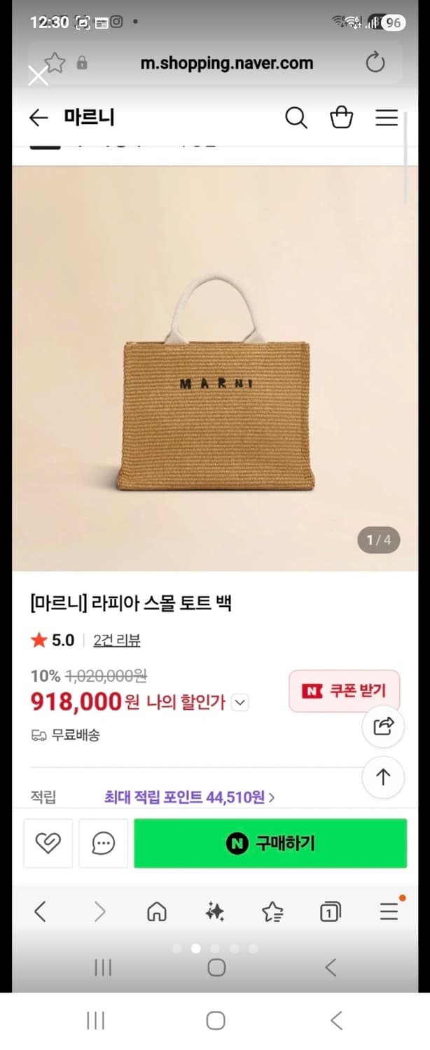 마르니 라피아 스몰 토트백 상품이미지2