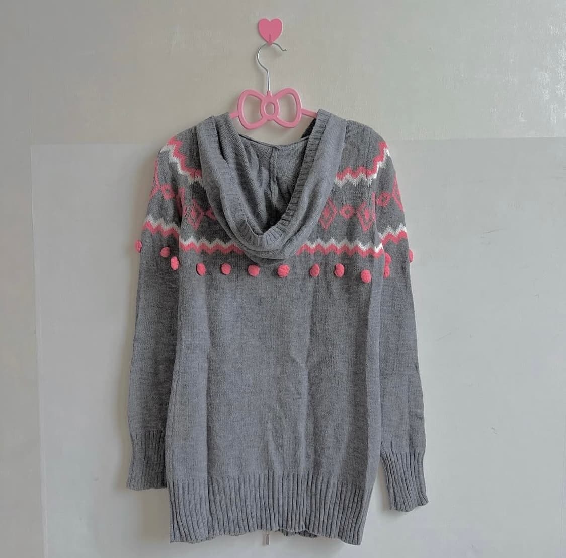 빈티지 폼폼 니트 후드 가디건 상품이미지3