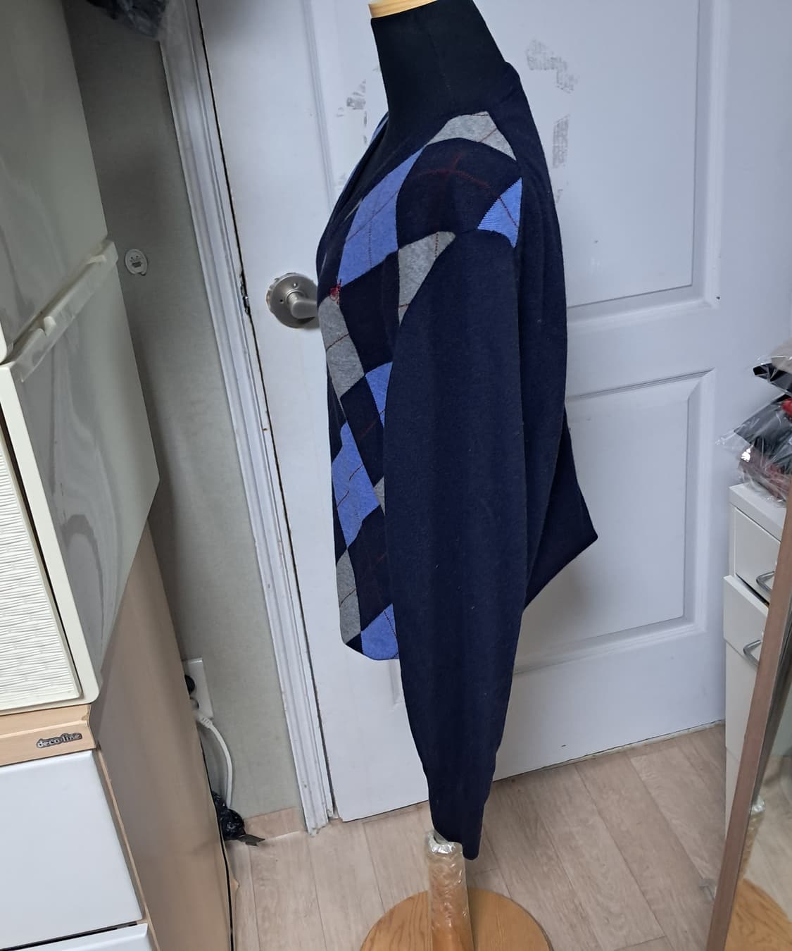 빈폴 아가일 V넥 모 100% 니트 100~105 상품이미지2