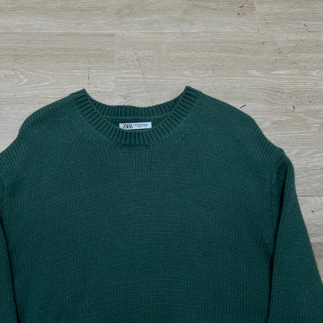 자라 루즈핏 라운드넥 니트 [딥그린] M/95 상품이미지2