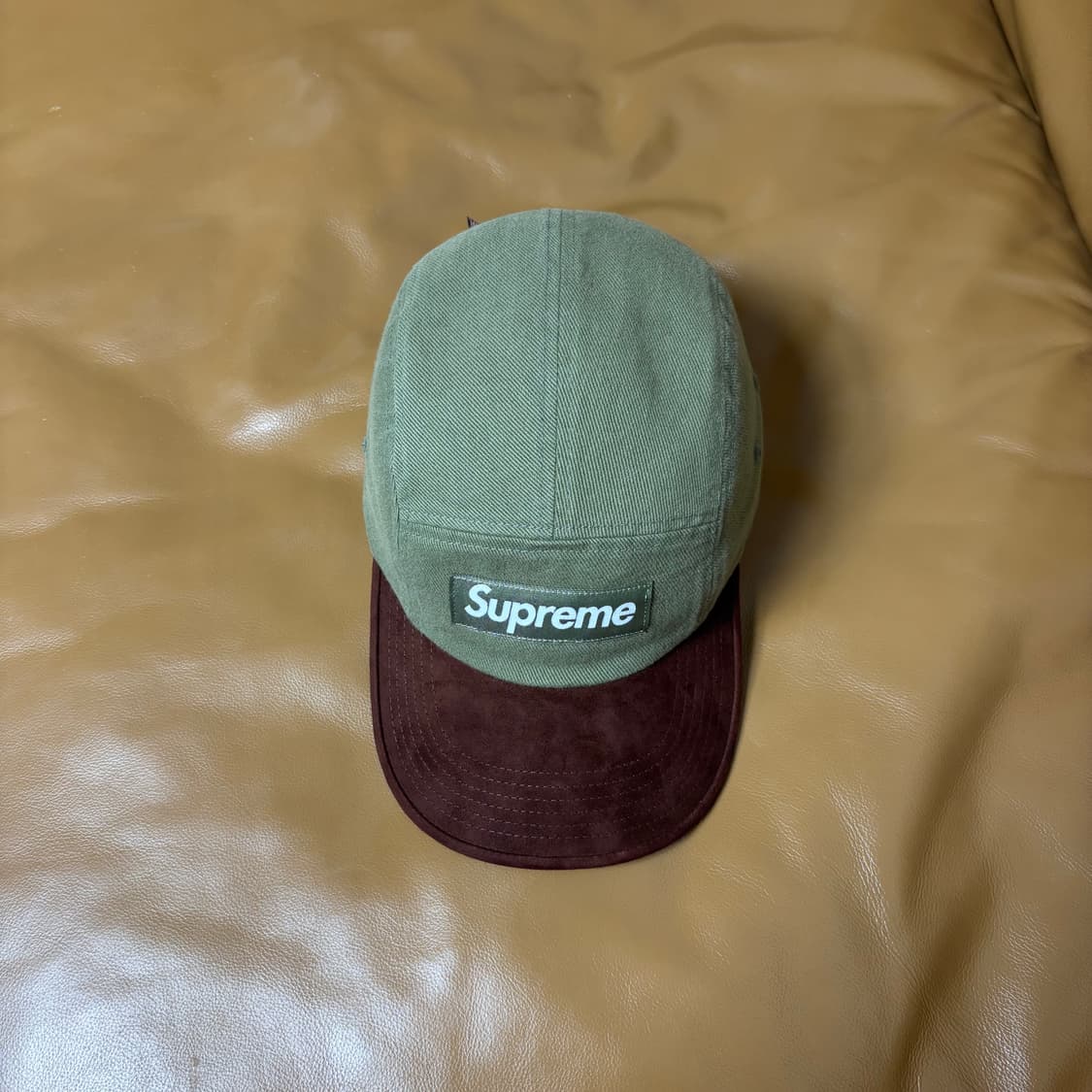 Supreme 슈프림 23ss 스웨이드 바이저 라이트 올리브 캠프캡 모자 상품이미지6