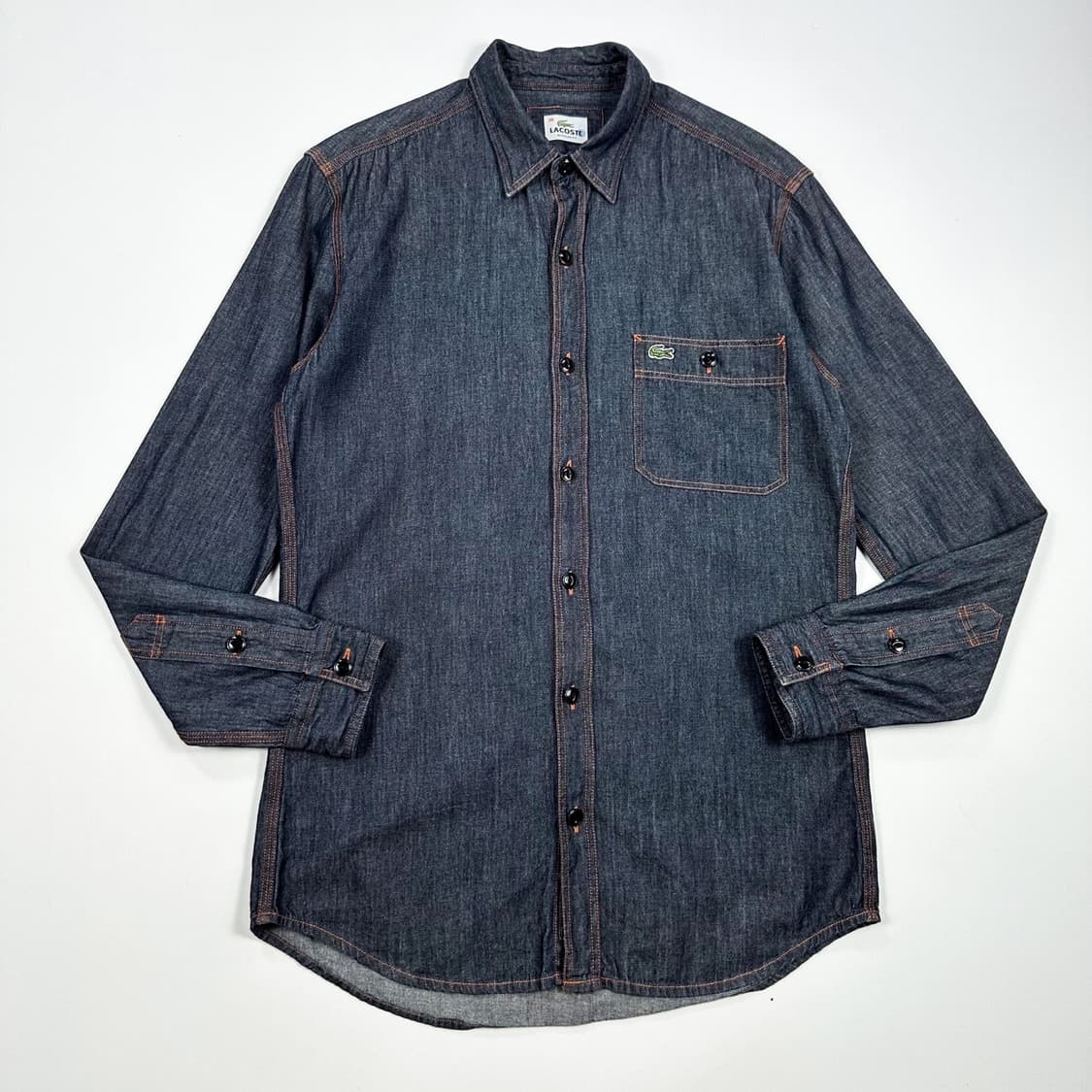 라코스테 크록 레귤러 생지 데님 셔츠 (M) 상품이미지2