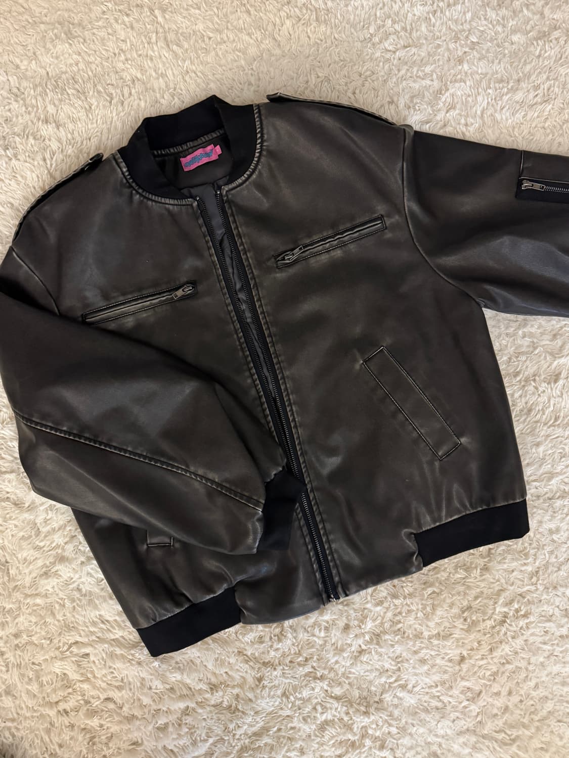 Edikted 워싱 리더 봄버 자켓 상품이미지5