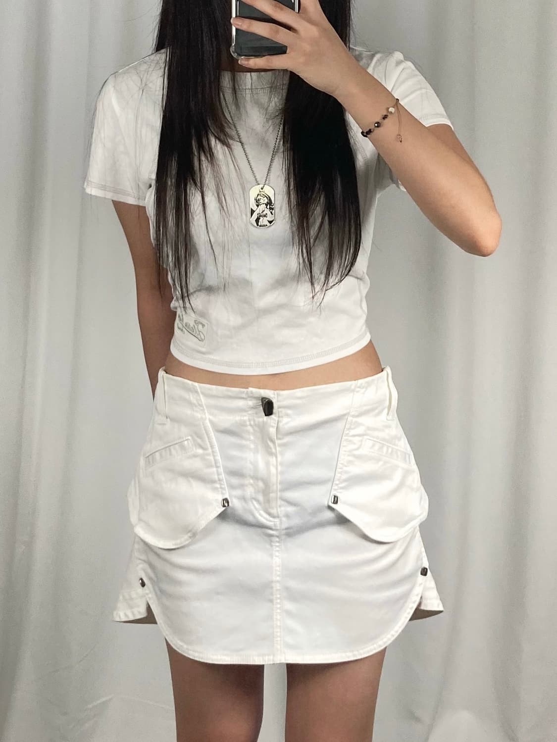 로베르토 카발리 화이트 미니 스커트 상품이미지2