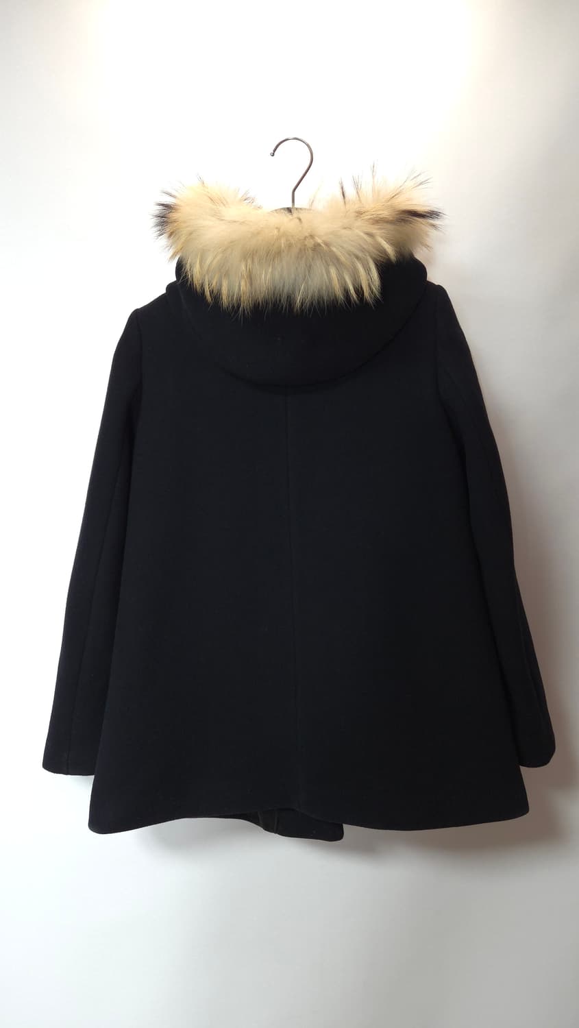 산드로 라쿤퍼 후드 양가죽 배색 울코트 36 사이즈 상품이미지6