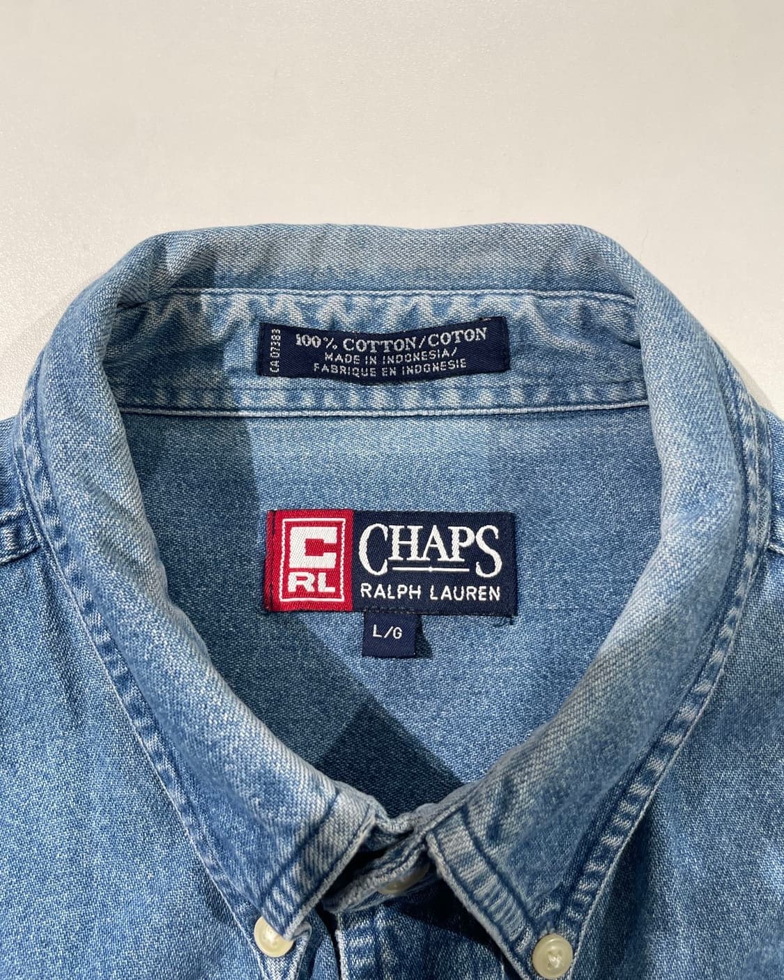 챕스 랄프로렌 연청 로고 싱글 포켓 데님 셔츠 상품이미지7