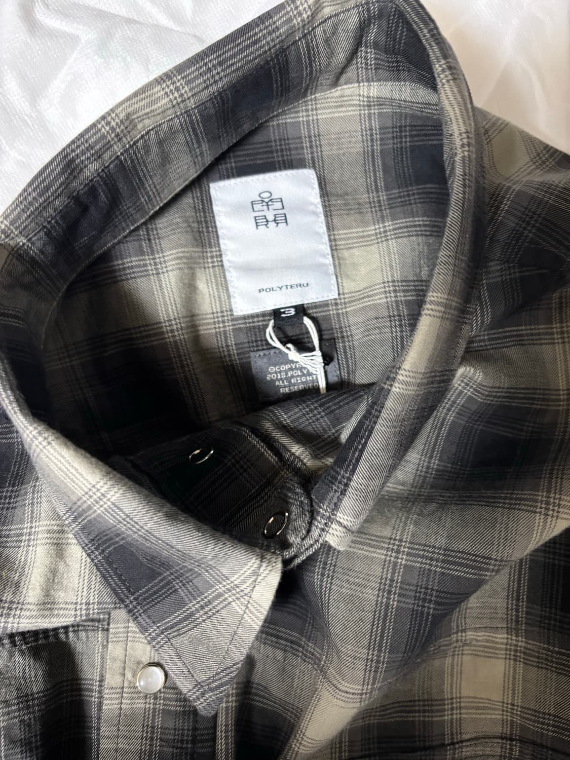 3 폴리테루 웨스턴 체크 셔츠 옴브레 차콜 상품이미지2