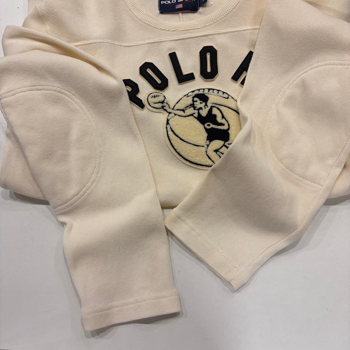 [L] 90s 폴로 스포츠 빈티지 농구 긴팔티 아이보리 B505 상품이미지6