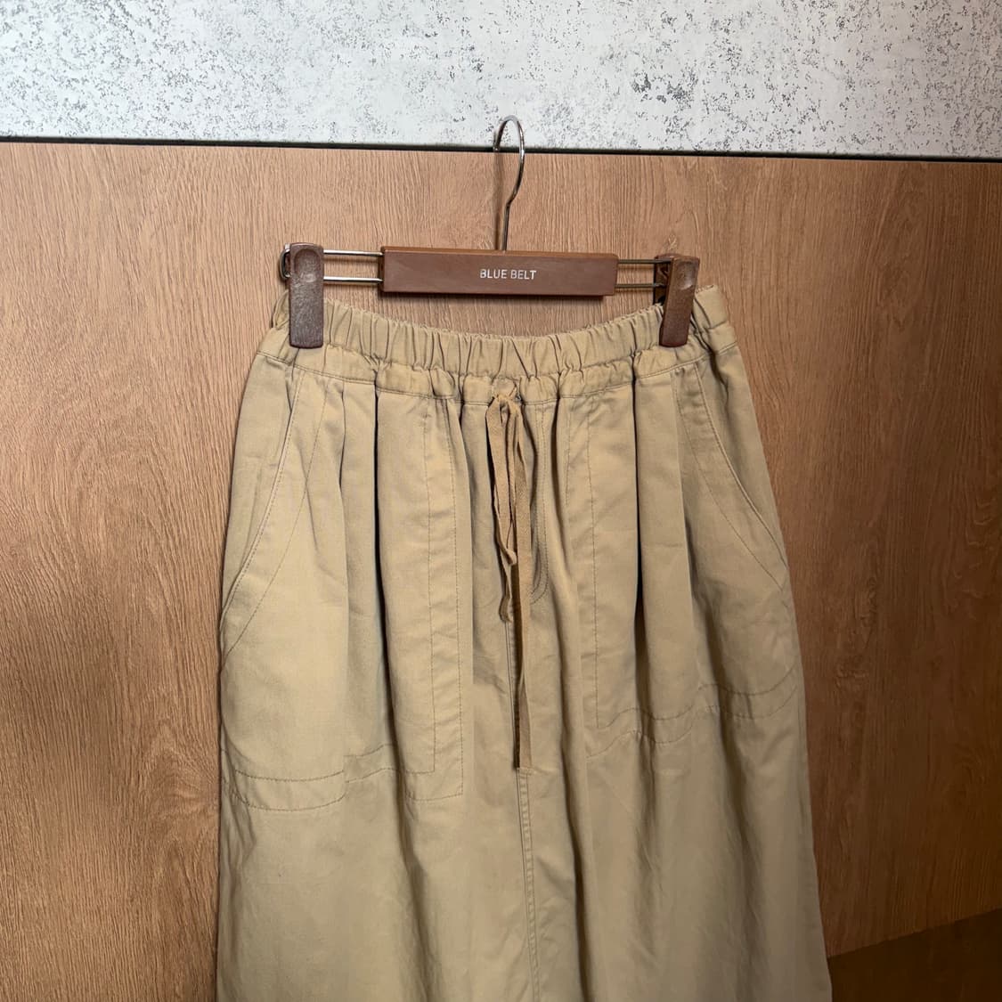 빈티지 밴딩 롱 스커트 허리 스트링 디테일 베이지 k85 상품이미지3