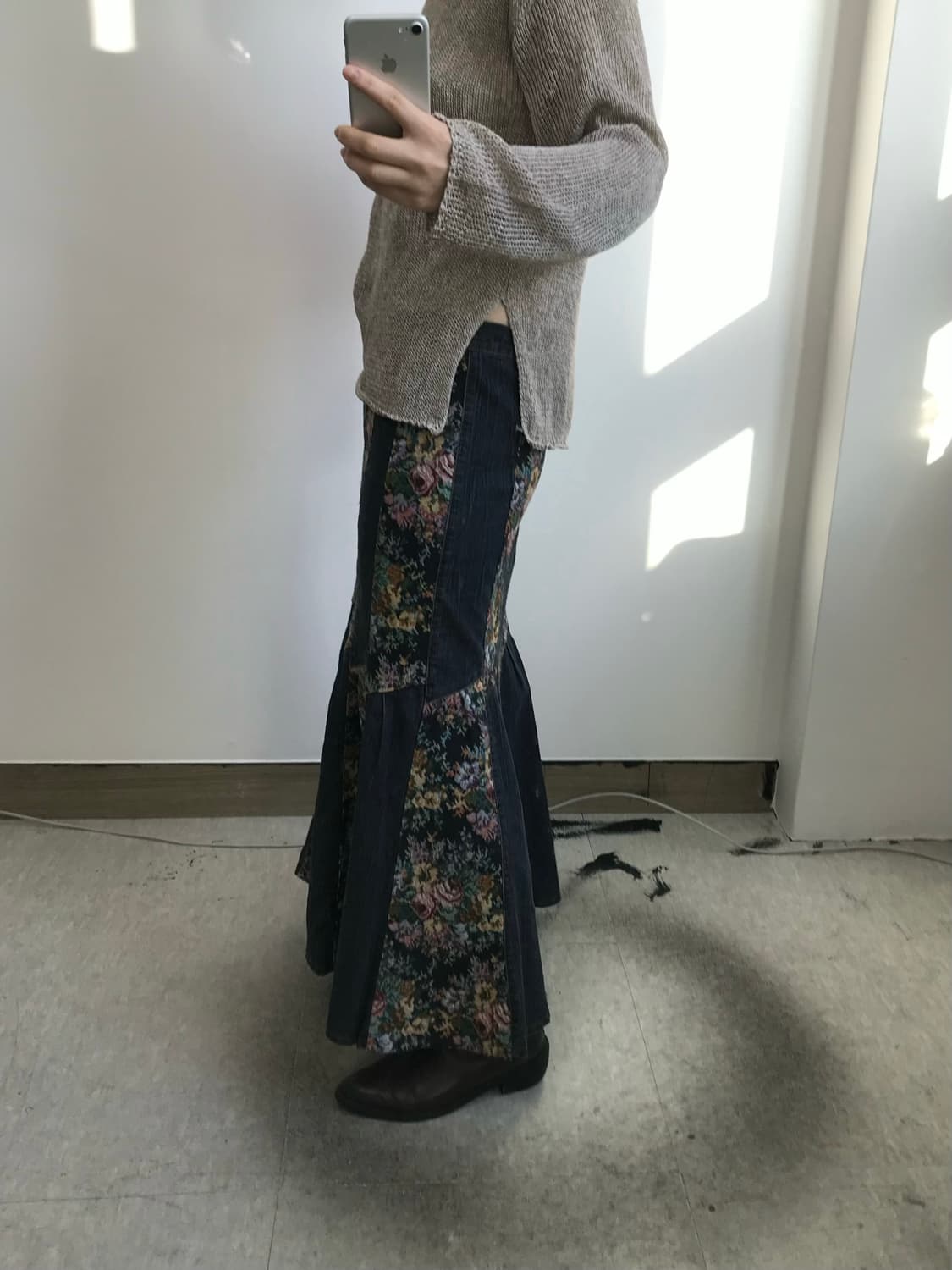 빈티지 자가드 머메이드 데님 스커트 상품이미지2