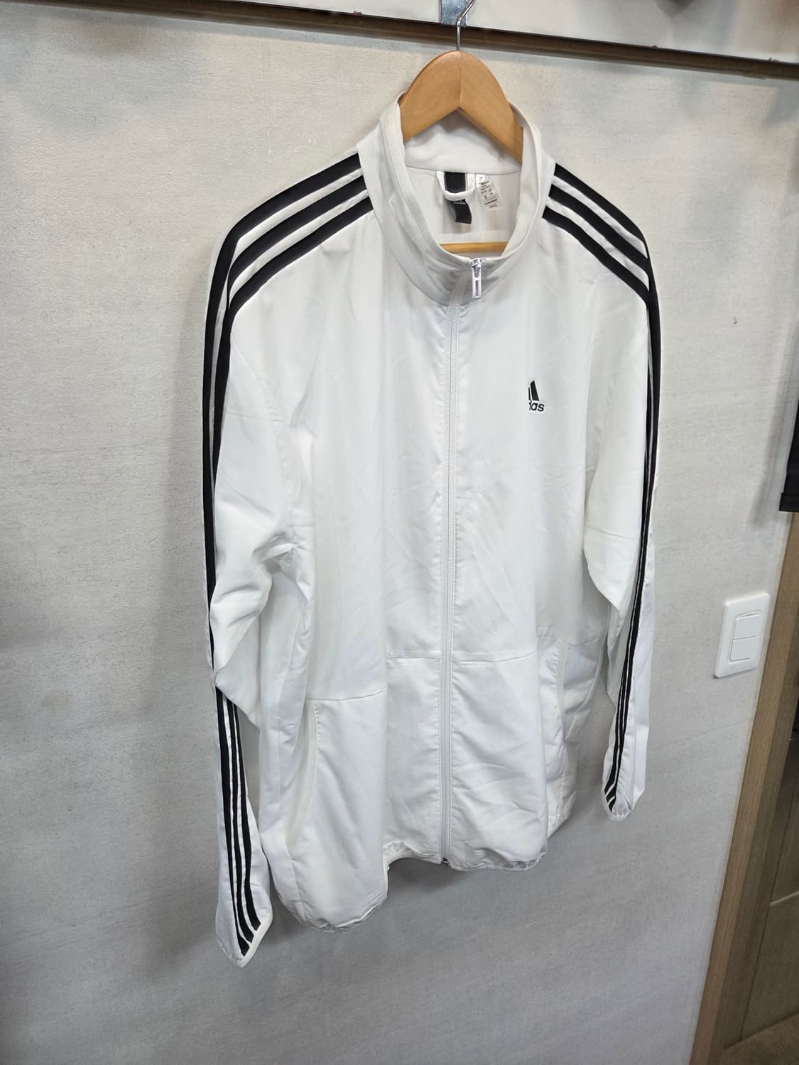 아디다스 삼선 트랙탑 바람막이 집업자켓 xl 레귤러 화이트  상품이미지5