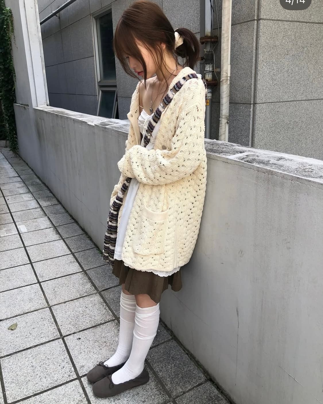 코이세이오 웨이브 니트 가디건 아이보리 상품이미지2