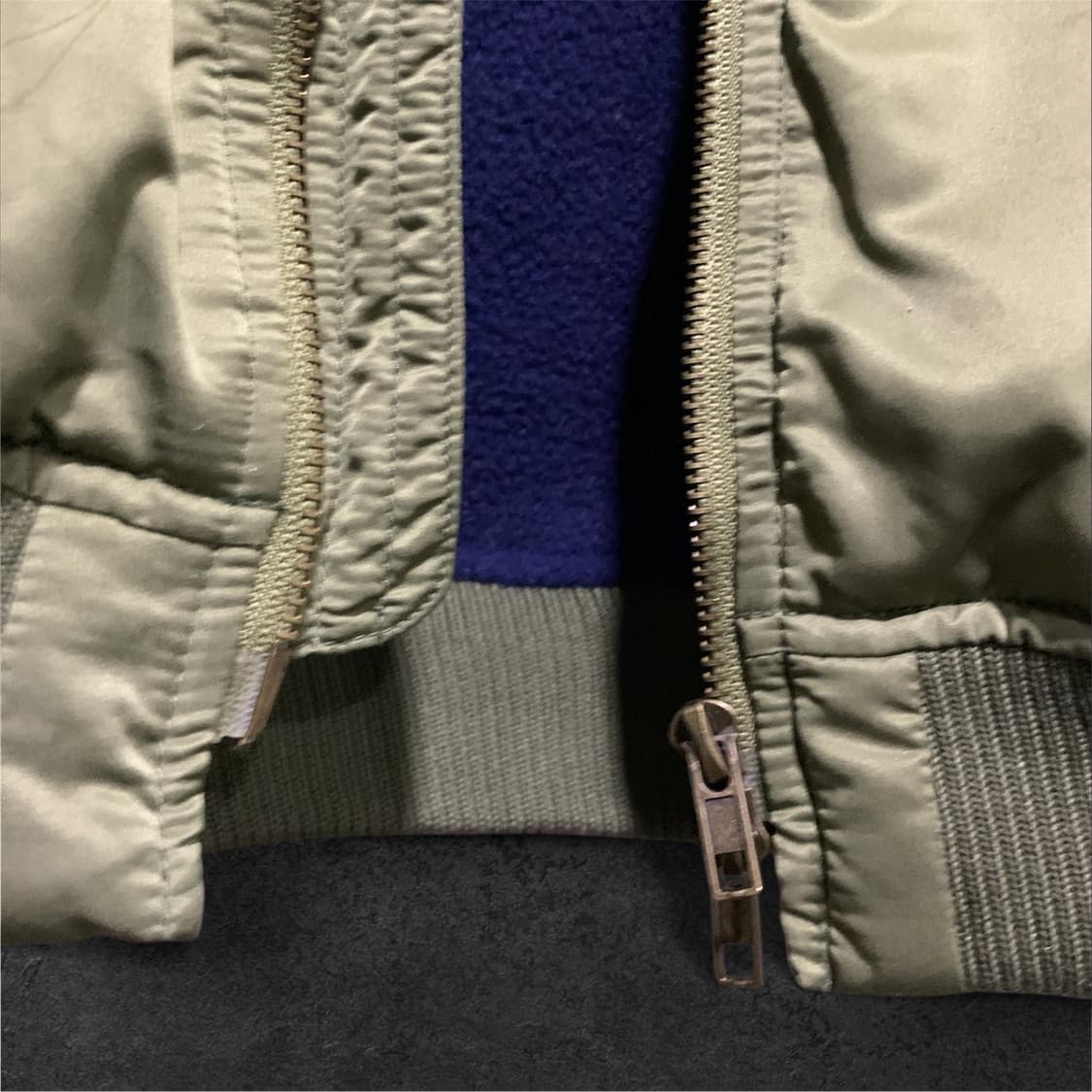 크로쉐 배색 블루종 항공점퍼 봄버 자켓 상품이미지4