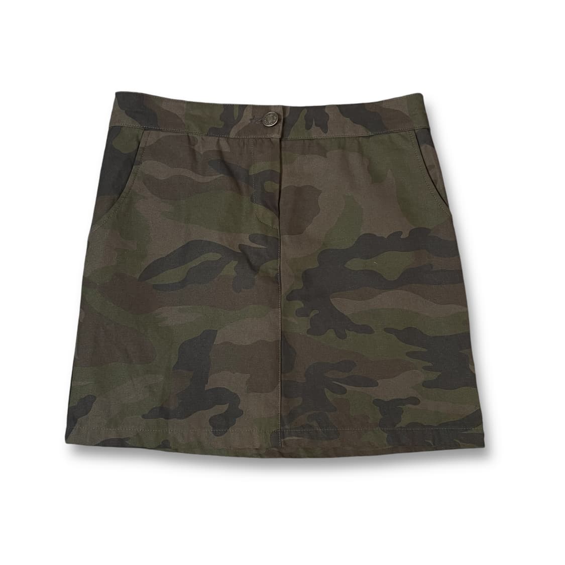 (30) 빈티지 카키 카모 H라인 뒷밴딩 미니 스커트 L 상품이미지1