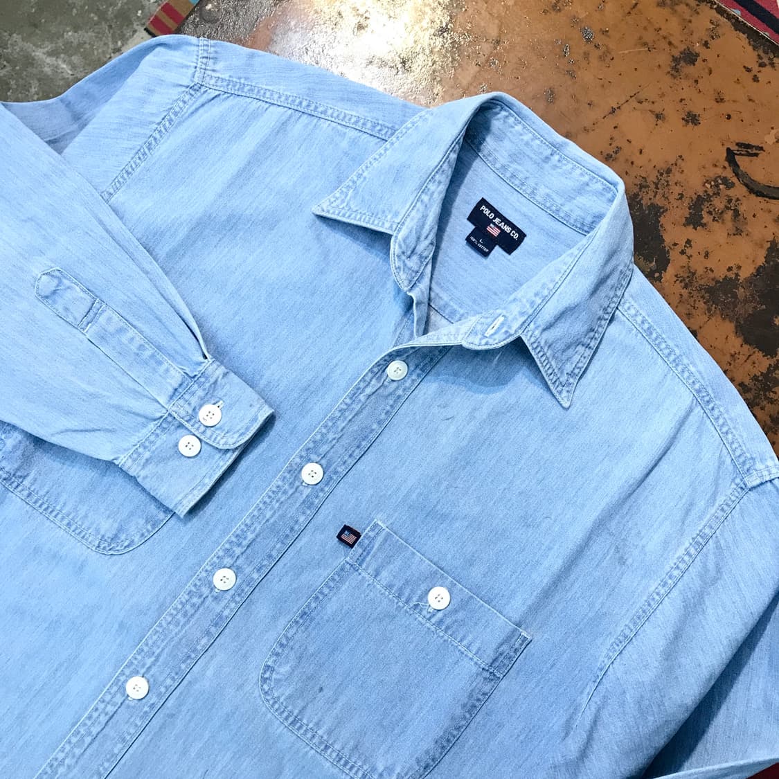 폴로랄프로렌 진스 투포켓 연중청 데님 셔츠 남성 110 사이즈 상품이미지3