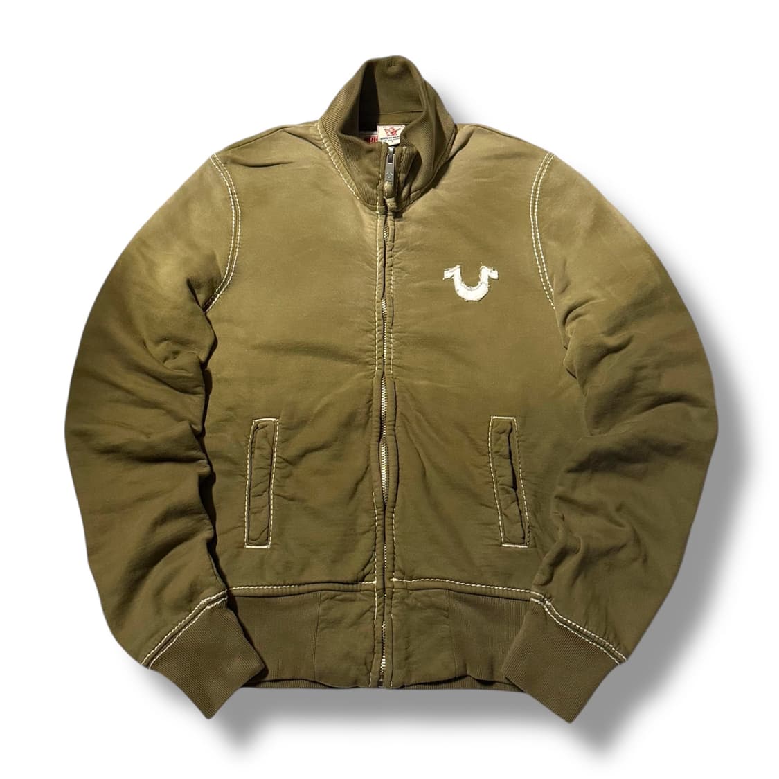 트루릴리젼 빈티지 에이징 워싱 카키 스컬 집업  상품이미지1