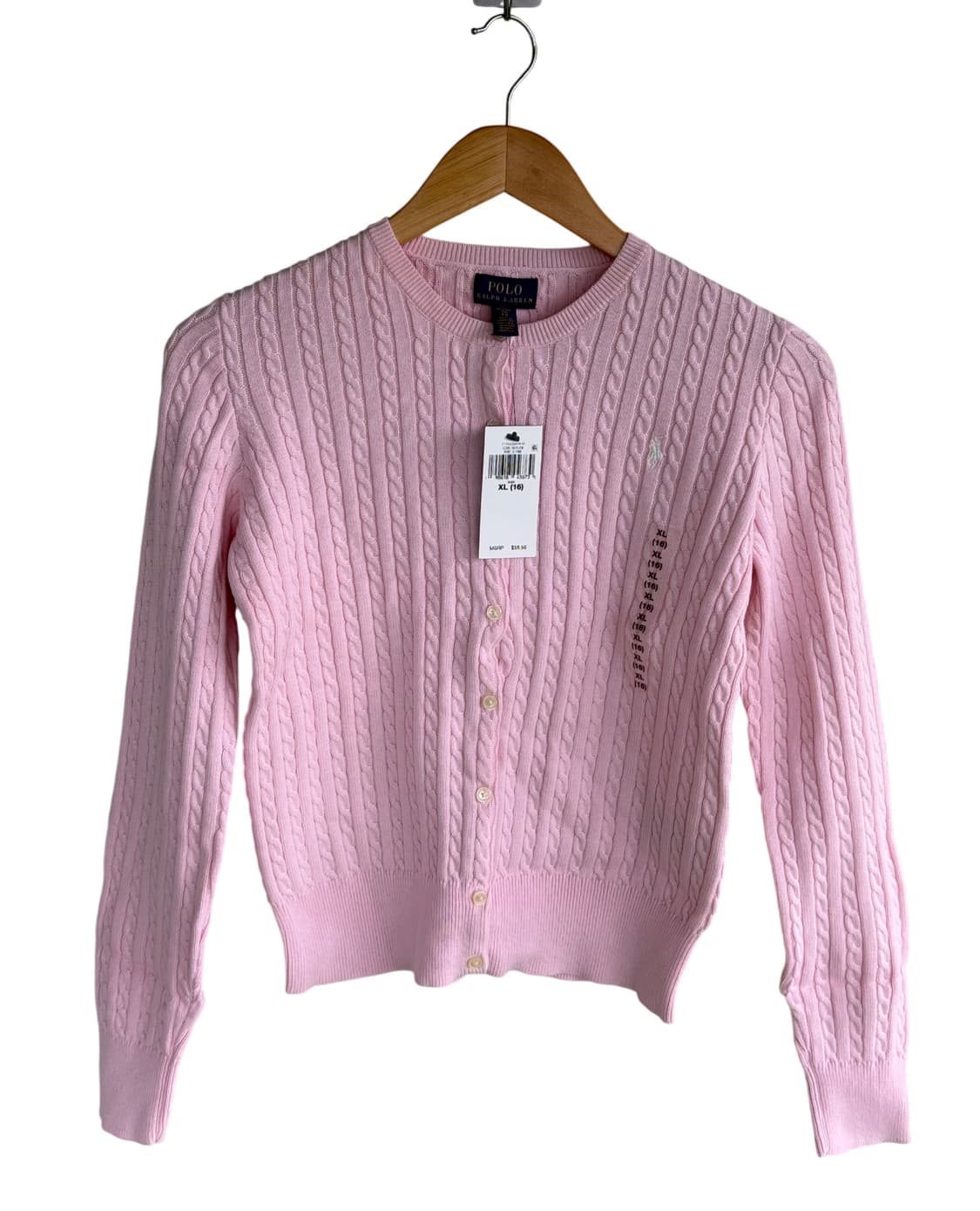(새제품) 폴로 걸즈 꽈배기 핑크 가디건 XL 상품이미지1